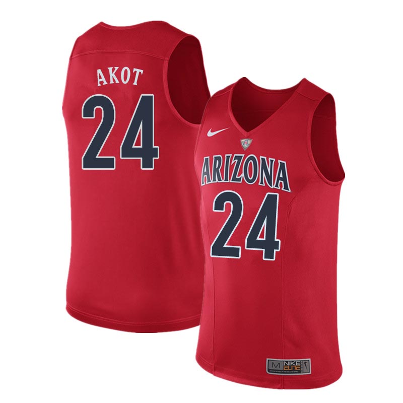 Men Arizona Wildcats #24 Emmanuel Akot College Basketball Jerseys Sale-Red